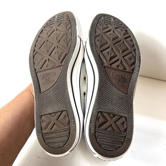 Converse All Star Hi-Top Ivory Canvas Sneaker Women's 7 Lace Up Shoes Gold Heart - Picture 11 of 11